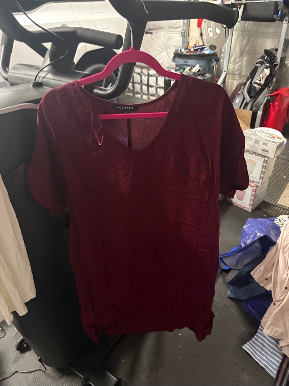 Zac & Rachel V-Neck Short Sleeve Tee - Wine